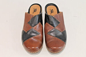 Spring Step Leather Two Tone Patchwork Comfort Clog Shoes Womens size 40/9